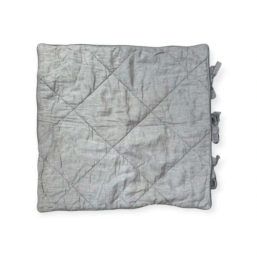 Pottery Barn Quilted Linen Cotton Silk Euro Pillow Sham